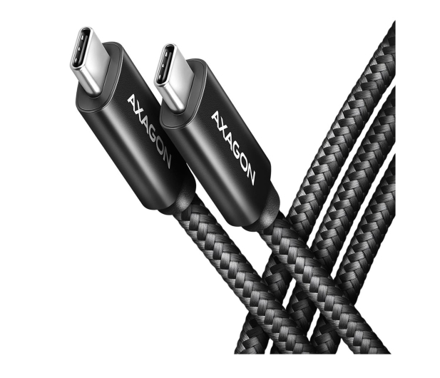 AXAGON BUCM2-CM25AB Kabel USB-C - USB-C, 2.5m 5A charging, ALU, 240W PD, oplot, USB2.0, czarny - 1485419 - zdjęcie